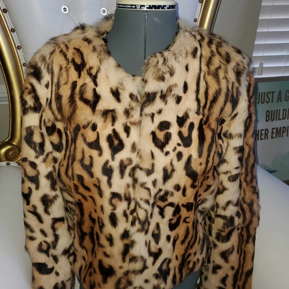 Leopard Print Cheetah Print Faux Fur Jacket Size M - Picture 4 of 5